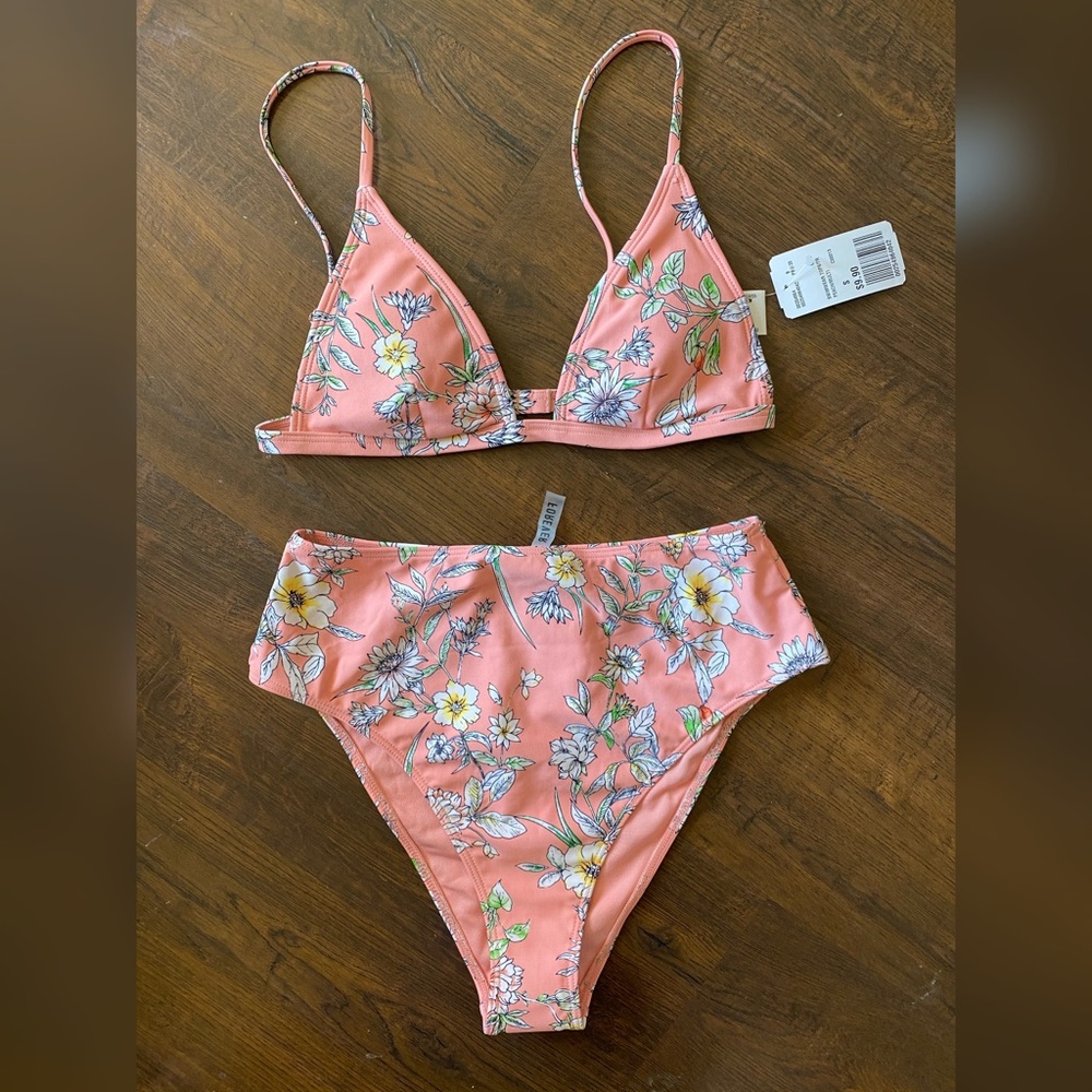 NWT Floral Peach Two Piece Swimsuit